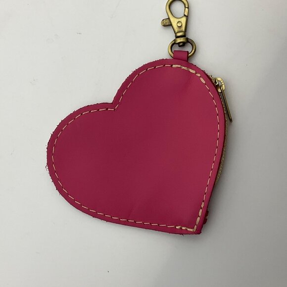 Portland Leather Goods Heart Hot Pink Bag Charm Leather Coin Pouch - Picture 7 of 11
